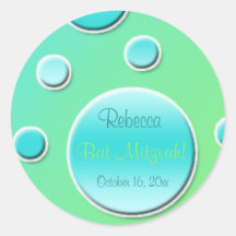 Lime and Aqua Polka Dot 1.5" Round Sticker