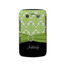 Lime and Black Damask Blackberry Bold Case