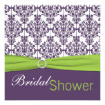 Lime and Purple Damask Bridal Shower Invitation