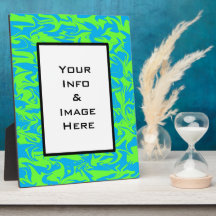 Lime & Aqua Abstract Swirl Frame Display Plaque