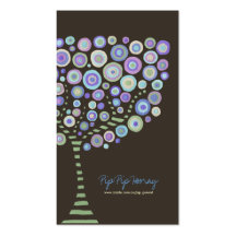 Lime Chocolate Purple Retro Tree Business Card