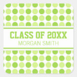 Lime Dots Graduation Custom Year Name Square Sticker
