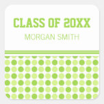 Lime Dots Graduation Custom Year Name Stickers
