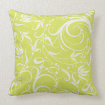 Lime Floral Design Pillow