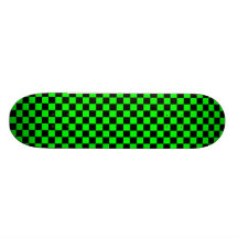 Lime Green and Black Chequered Skateboard
