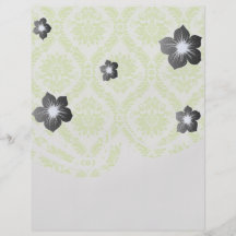 lime green and cream elegant damask pattern flyers