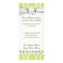 lime green and cream elegant damask pattern invites