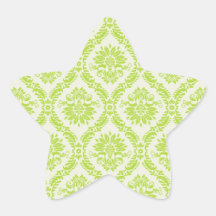 lime green and cream elegant damask pattern sticker