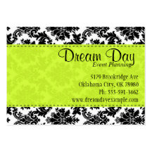 Lime Green and Damask Business Card Templates
