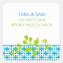 Lime Green and Turquoise Address Labels Stickers
