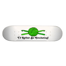 Lime Green Ball of Yarn & Crochet Hooks Skateboards