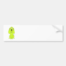 Lime Green Dog. Cute Hound Cartoon. Bumper Stickers