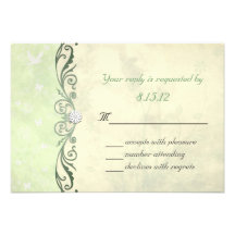 Lime Green Floral Wedding RSVP Reply Cards