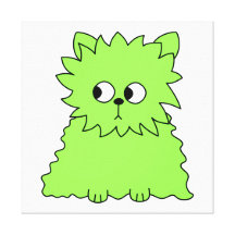 Lime Green Fluffy Cat. Gallery Wrapped Canvas