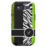 Lime Green Leopard and Zebra Monogram Animal Print Galaxy SIII Case