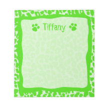 Lime Green Leopard Cheetah Animal Notepad