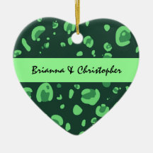 Lime Green Leopard Couples Ornament C008