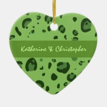 Lime Green Leopard Couples Ornament C009 V2