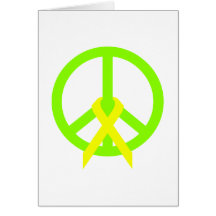 Lime Green Peace & Ribbon Greeting Card