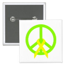 Lime Green Peace & Ribbon Pins