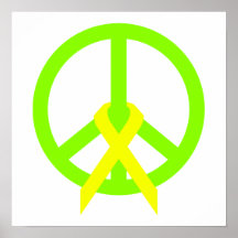 Lime Green Peace & Ribbon Posters