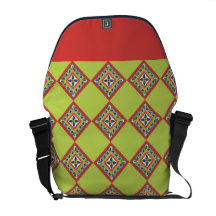 Lime Green & Poppy Red Talavera Tile Bag Courier Bags
