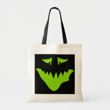 Lime Green Scary Face. Monster. Canvas Bag