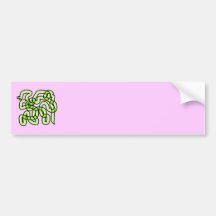 Lime Green Snake, on pink. Bumper Stickers