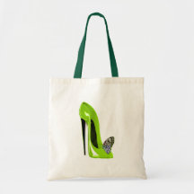 Lime green stiletto shoe and butterfly bags