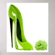 Lime Green Stiletto Shoe and RosePrint
