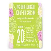 Lime Ranunculus Rose ModernTypography Wedding Custom Invite