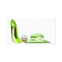 Lime Stiletto, Cupcake and Hat Canvas Print