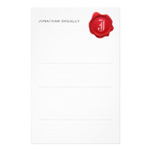 Lined Elegant Monogram Wax Personal Stationery