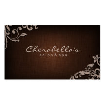 Linen Salon Spa Floral Business Card Brown Beige