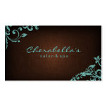 Linen Salon Spa Floral Business Card Brown Blue
