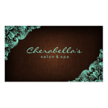 Linen Salon Spa Floral Business Card Brown Mint