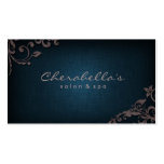 Linen Salon Spa Floral Business Card Denim Taupe
