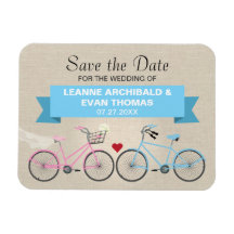 Linen Style Bicycle Save the Date Rectangular Magnets
