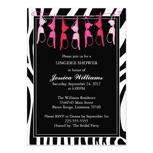 Lingerie Shower | Zebra Custom Announcements