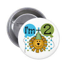 Lion 2nd Birthday T-shirts and Gifts Button