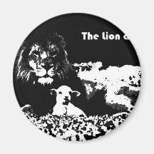 Lion and Lamb Black and White Magnet