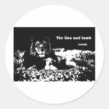 Lion and Lamb Black and White Sticker