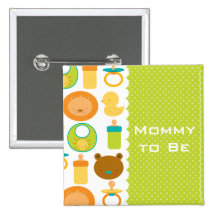Lion and Teddy Bear Baby Shower Button