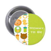Lion and Teddy Bear Baby Shower Button
