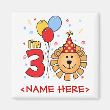 Lion Face  3rd Birthday Fridge Magnet