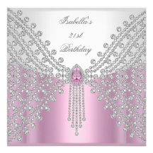 Lion Face Jewel Image Birthday Party Pink Personalized Invite