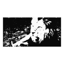 Lion in Black and White Personalized Photo Card