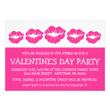 Lips Silhouette Valetine's Day (Hot Pink / White) Personalized Invitation