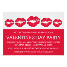 Lips Silhouette Valetine's Day (Red / Silver) Personalized Invite