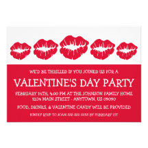 Lips Silhouette Valetine's Day (Red / White) Custom Announcements